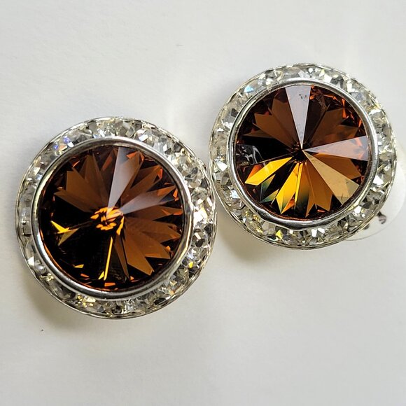 Brown Clip On Earrings, 22mm Brown ClipOns Earrings - Picture 1 of 4